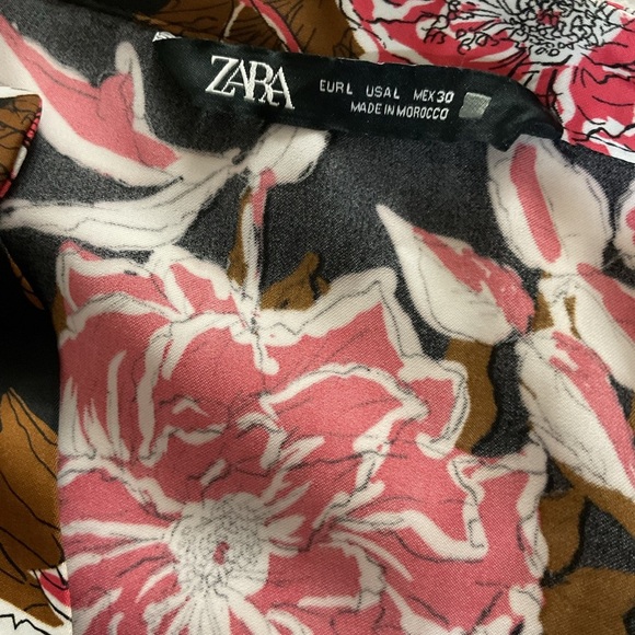 ZARA Printed Floral Long Sleeve Mini Dress Size S Authentic! - Picture 12 of 12